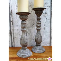 Kerzen-Leuchter in zwei Größen aus Metall im Antik-Stil