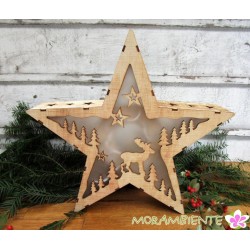 Holzstern mit LED-Beleuchtung