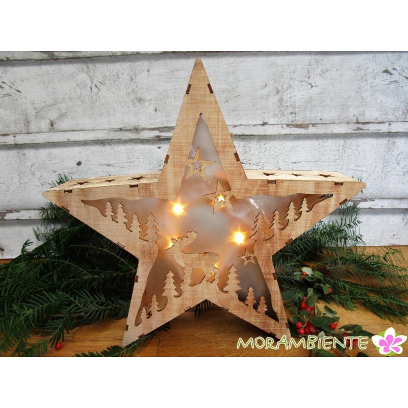 Holzstern mit LED-Beleuchtung