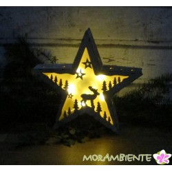 Holzstern mit LED-Beleuchtung