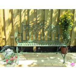 Gartenbank "Blume" aus Metall in Grün-Antik