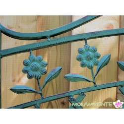 Gartenbank "Blume" aus Metall in Grün-Antik