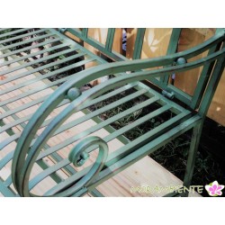 Gartenbank "Blume" aus Metall in Grün-Antik