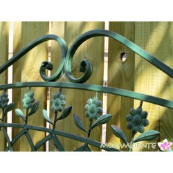 Gartenbank "Blume" aus Metall in Grün-Antik