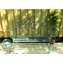Gartenbank "Blume" aus Metall in Grün-Antik