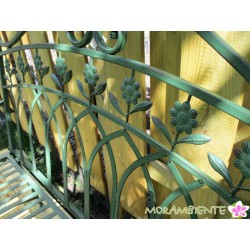 Gartenbank "Blume" aus Metall in Grün-Antik