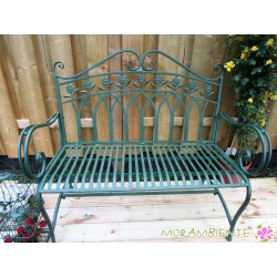 Gartenbank "Blume" aus Metall in Grün-Antik