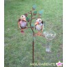 Gartenstecker  "Vögel mit Zweig" mit Regenmesser