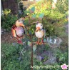 Gartenstecker  "Vögel mit Zweig" mit Regenmesser