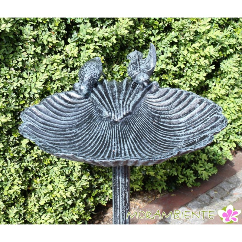 Vogeltränke Aus Gusseisen – 3-in-1 Vogelhaus Mit Futterspender & Tränke, 96,5 Cm Hoch, Garten-Deko