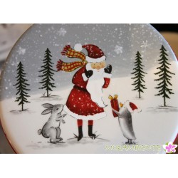 Gebäckdose "Weihnachten mit Tieren" aus Keramik