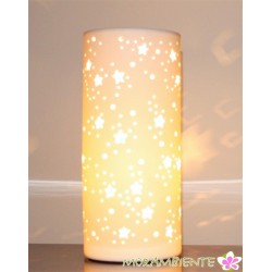 Tischlampe "Sterne" aus matt weißem Porzellan