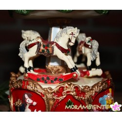 nostalgische Weihnachts-Spieluhr "Karussell mit Pferden"