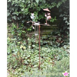 Gartenstecker "Katze und Maus" mit Regenmesser