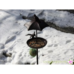 Gartenstecker Vogeltränke/Futterplatz "Schirm"