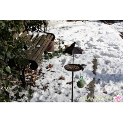 Gartenstecker Vogeltränke/Futterplatz "Schirm"