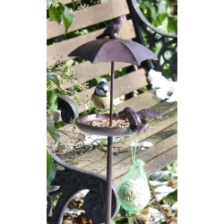 Gartenstecker Vogeltränke/Futterplatz "Schirm"