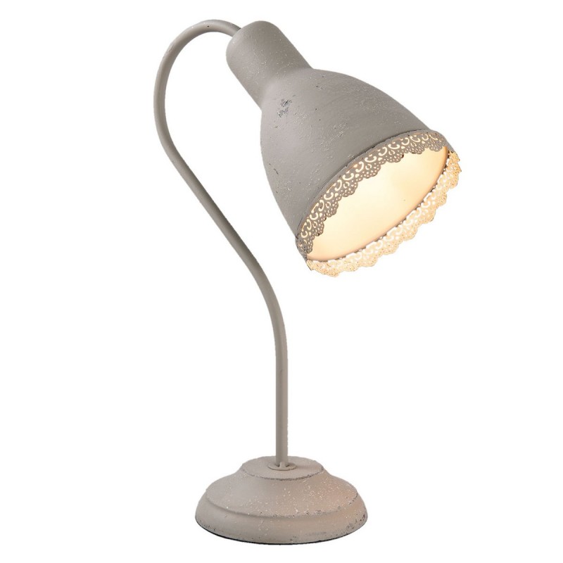 graue Tischlampe aus Metall im shabby-Stil