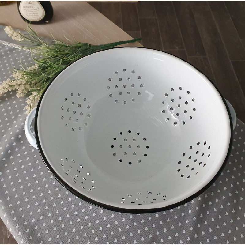 Emaille Sieb & Obstkorb - Retro Design Für Küche 33cm
