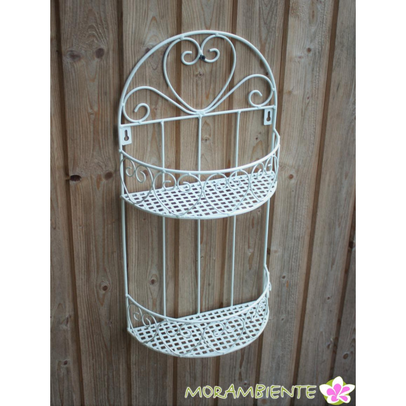 Wandregal, Blumenregal weiß mit zwei Etagen