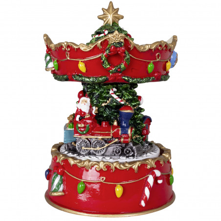 nostalgische Weihnachts-Spieluhr "Karussell mit Weihnachtsmann und Zug"