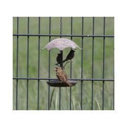 kleine Vogeltränke/-Futterhaus zum Hängen mit Schirmdach