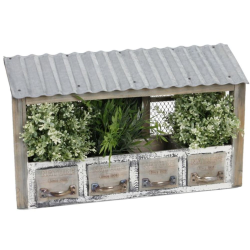 Pflanzkasten mit Dach im shabby-Stil