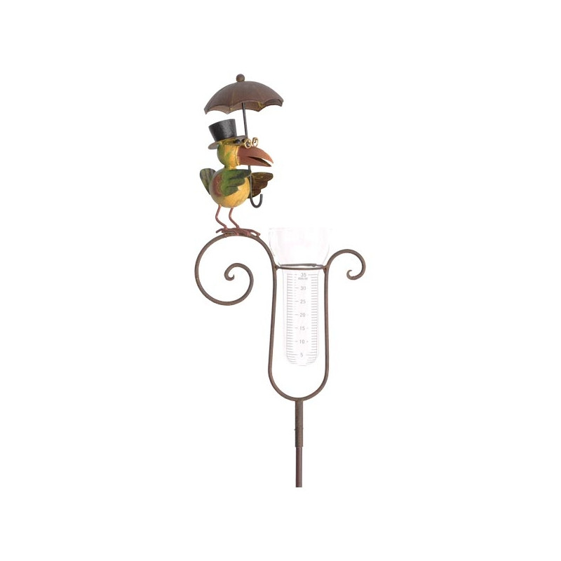 Gartenstecker "Rabe mit Schirm und Regenmesser"