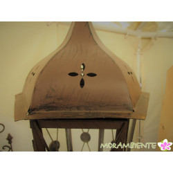 Hohe Laterne "Salerno" aus Metall dunkelrostfarbig lackiert