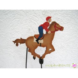Pendelfigur aus Metall "Jockey auf Pferd"